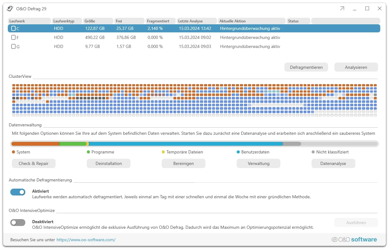 O&O Defrag 29 Screenshot 1