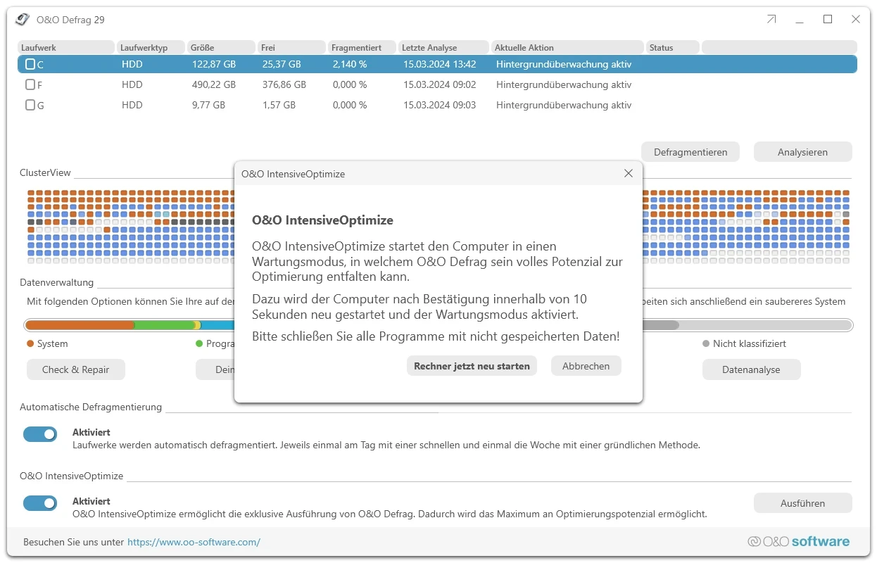 O&O Defrag 29 Screenshot 2