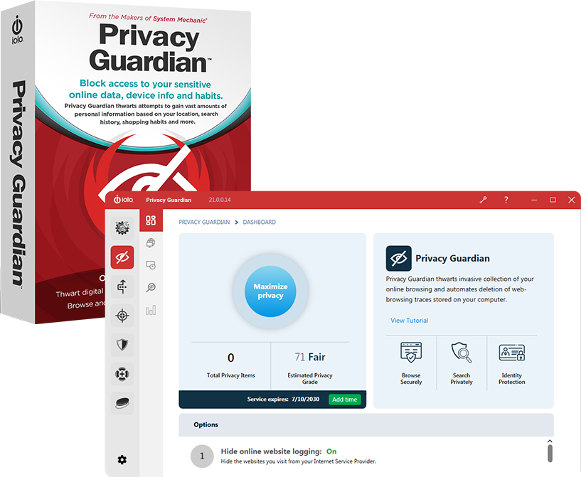 iolo Privacy Guardian Screenshot und Boxshot